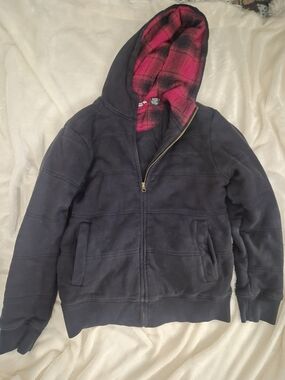 Field & Stream Kids Medium Hoodie Jacket Plaid Lined Zip Up